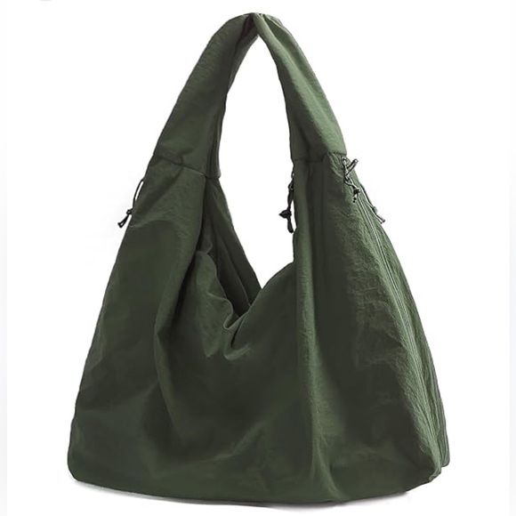 Handbags - Bohemian Crescent Shoulder Bag Sage Green Lightweight Multiple Pockets-17x14x7”
